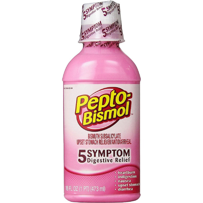 Pepto Bismol Original Liquid 5 Symptom Medicine - Including Upset Stomach & Diarrhea Relief, 16 Oz by Pasteur Pharmacy