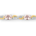 Oval Pink Morganite Prong Silver Infinity Bolo Adjustable Bracelet by Fine Color Jewels