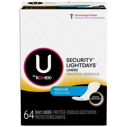 U by Kotex Lightdays Plus Panty Liners, Regular, 8 Packs of 64 ct (512 Total) by Pasteur Pharmacy