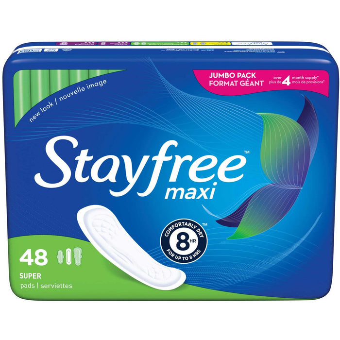 Stayfree Maxi Pads, Super Absorbency, 192 Count (Pack of 4, 48 ct per Pack) by Pasteur Pharmacy