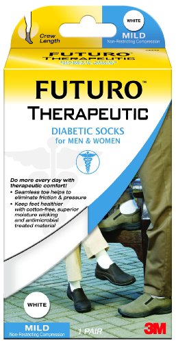 Futuro Therapeutic Diabetic Socks – Mild Support – White – Small (Unisex Men's & Women's) by Pasteur Pharmacy