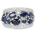 3.61 Carat Genuine Blue Sapphire and White Zircon .925 Sterling Silver Ring by Bids.com