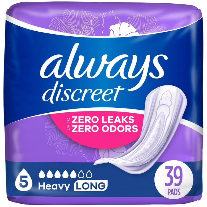 Always Discreet Incontinence Pads For Women - Heavy Absorbency - Long Length by Pasteur Pharmacy