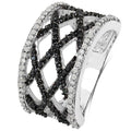 0.92 Carat Genuine Black Diamond & White Diamond .925 Sterling Silver Ring by Bids.com