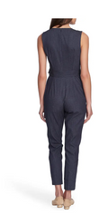 Vince Camuto Sleeveless Faux-Denim Belted Jumpsuit, Size 4 by Vanessa Jane