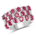 3.69 Carat Genuine Ruby and White Topaz .925 Sterling Silver Ring by Bids.com