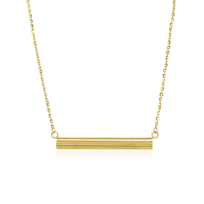 14k Yellow Gold Chain Necklace with a Shiny Flat Bar by Bids.com