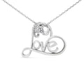.925 Sterling Silver 1/6 Cttw Round Brilliant-Cut Diamond Accented Open Heart with Love 18" Pendant Necklace (H-I Color, I1-I2 Clarity) by Bids.com