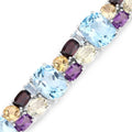 51.36 Cttw Multi-Color Gemstone Prong 925 Sterling Silver Link Bracelet by Fine Color Jewels