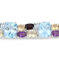 51.36 Cttw Multi-Color Gemstone Prong 925 Sterling Silver Link Bracelet by Fine Color Jewels