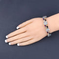 51.36 Cttw Multi-Color Gemstone Prong 925 Sterling Silver Link Bracelet by Fine Color Jewels