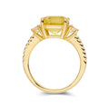 3.60 Ct Asscher Yellow Sapphire Prong 18k Gold Yellow Over Silver Three Stone Ring by Fine Color Jewels
