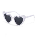 Rthjsfj White Heart Pearl Bride Sunglasses Women Wedding Bachelorette by Deal US