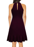 WOOSEA Womens Sleeveless Halter Neck Cocktail Dress Burgundy Size XL by Deal US