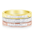 10K Yellow, White and Rose Gold over .925 Sterling Silver 5/8 Cttw Diamond Channel-Set Stackable Band Ring Set (H-I Color, I1-I2 Clarity) - Size 6 3/4 by Bids.com