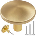 MUMU 6pc 1.65in Round Gold Brushed Oversize Cabinet Knobs Brass Color by Deal US