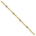 Oval Purple Amethyst Bezel 10K Yellow Gold Fancy Link Bracelet by Fine Color Jewels