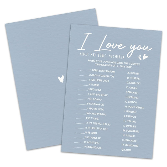 MBYHP I Love You Bridal Shower Game Cards 30 Pcs Blue Wedding Party by Deal US