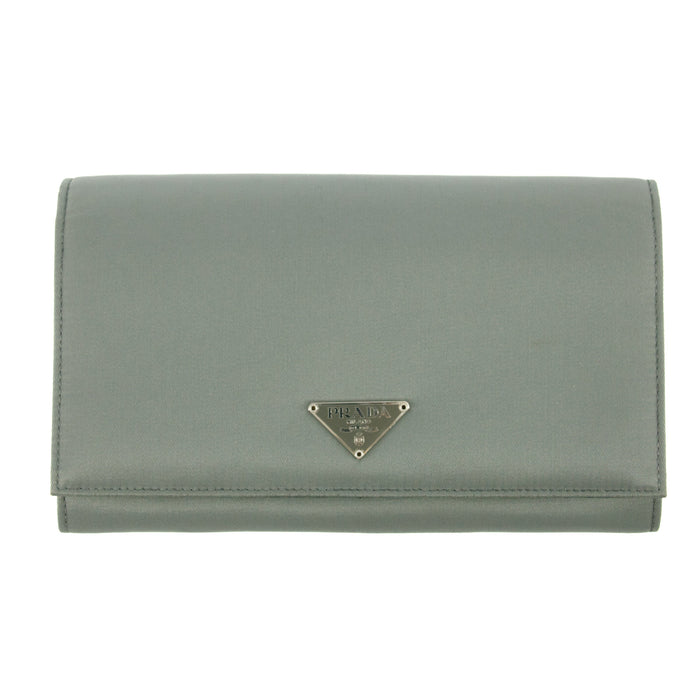Prada Grey Nylon Triangular Logo Long Wallet #5162 by Bolt Boutique