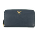 Prada Saffiano Leather Dark Blue Zip Around Wallet #5165 by Bolt Boutique