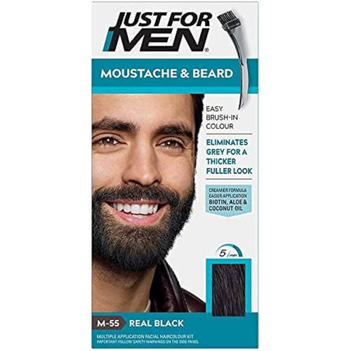 Just For Men Brush-In Color Gel for Mustache & Beard, Real Black M-55, 1 ea by Pasteur Pharmacy