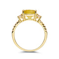 3.00 Ct Cushion Yellow Sapphire Prong 18k Yellow Gold Over Silver Three Stone Ring by Fine Color Jewels
