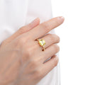 3.00 Ct Cushion Yellow Sapphire Prong 18k Yellow Gold Over Silver Three Stone Ring by Fine Color Jewels
