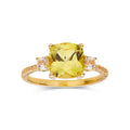 3.00 Ct Cushion Yellow Sapphire Prong 18k Yellow Gold Over Silver Three Stone Ring by Fine Color Jewels
