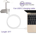 Xnarew USB C Charger Cable for JISULIFE Mini Fan 5FT White Copper by Deal US