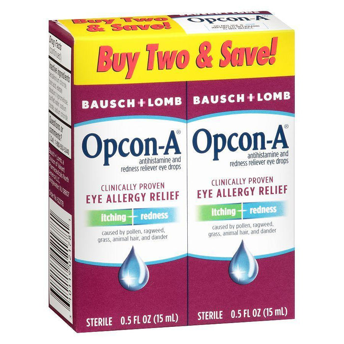 Opcon-A Eye Allergy Relief Drops, Twin Pack, 15 Ml by Pasteur Pharmacy