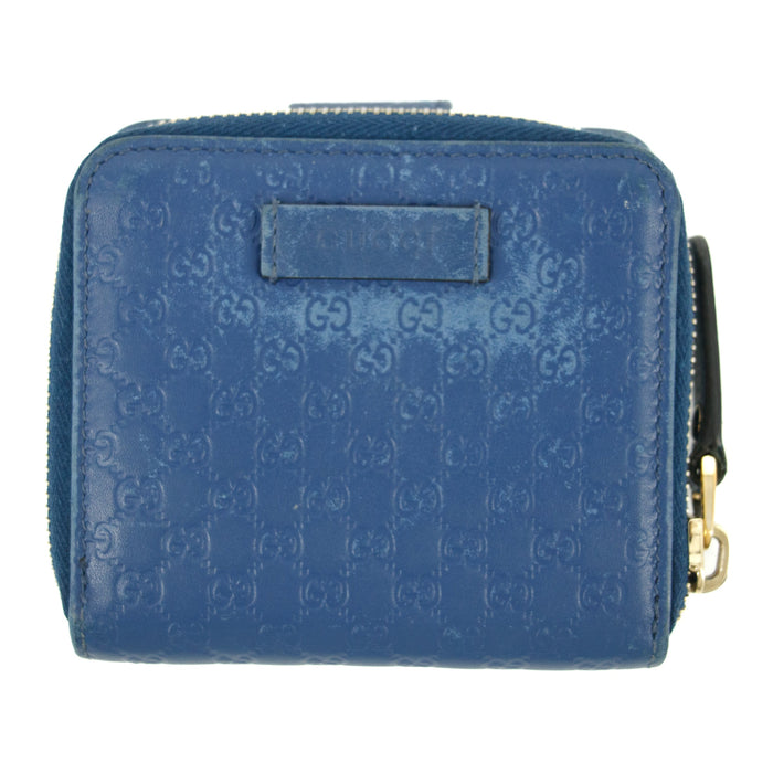 Gucci Micro Guccissima Blue Zip Around Compact Wallet #5188 by Bolt Boutique