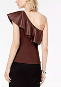 Inc Womens Faux-Leather One-Shoulder, Top Large by Vanessa Jane