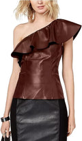 Inc Womens Faux-Leather One-Shoulder, Top Large by Vanessa Jane