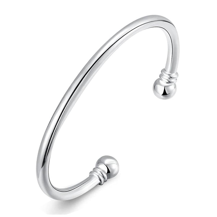 925 Silver Bangle Bracelet, Fashion Jewelry Simple Cuff Bangles for Women Mom Wi