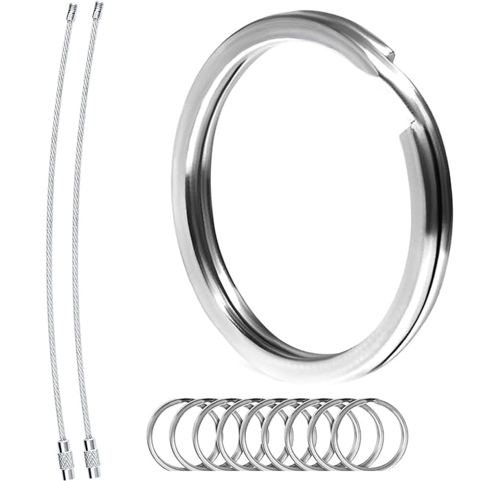 Biyrly Stainless Steel Round Keyrings 1.5-25mm Silver 10 Pack by Deal US