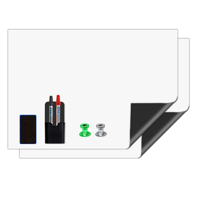 JINGZHAN Self Adhesive Magnetic Sheet 12x17 White 2 Pack Dry Erase Board by Deal US