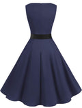 Gardenwed Womens Vintage Swing Dress Sleeveless Boatneck Cocktail Royal Blue XL by Deal US