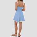 Shy Velvet Summer Mini Linen Dress with RIC Rac Trim White Size L by Deal US