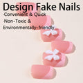 ZIFANHU 24 Pcs 3D Bow Texture Acrylic False Toenails Color V11 Rhinestones by Deal US