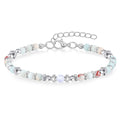 Moonstone Beaded Bracelet for Women - Adjustable Silver Boho Healing Crystal Jew