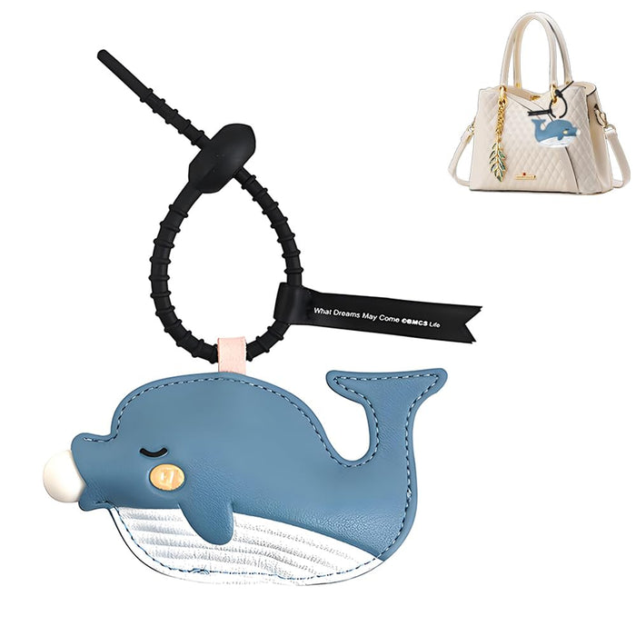 YUEAALK Blue PU Leather Bag Charm Keyring Animal Print Minimalist Womens by Deal US