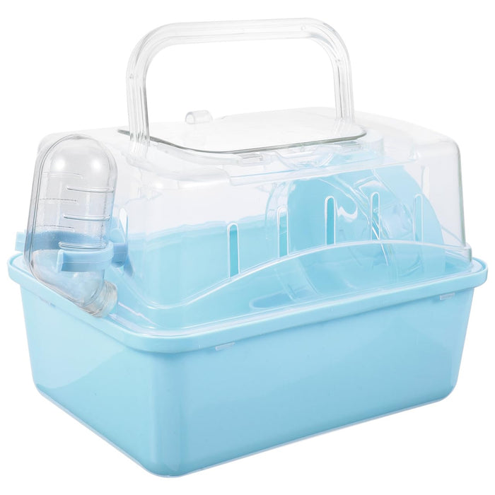 Totority Panoramic Sunroof Hamster Carrier Cage Sky-Blue Portable Plastic by Deal US