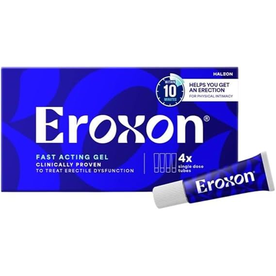 Eroxon Erectile Dysfunction Treatment Gel, 4 Single Use Tubes | Clinically Proven Topical Gel To Get an Erection Within 10 Minutes, FDA-cleared ED Treatment Available Without Prescription by Pasteur Pharmacy