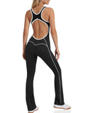 Fisoew Womens Onepiece Workout Jumpsuit Backless Scoop Neck Grey Marle L by Deal US