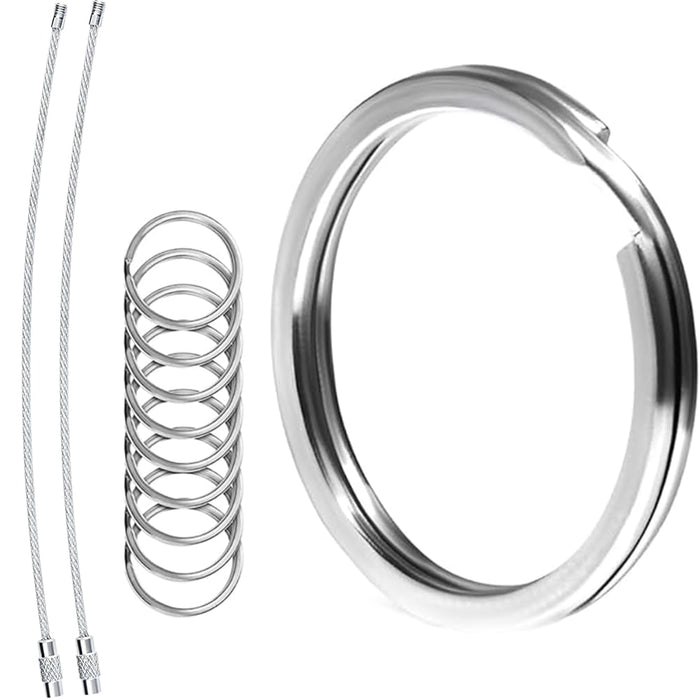 Biyrly Stainless Steel Round Keyrings 12 Pack Silver 28mm Flat Split Rings by Deal US