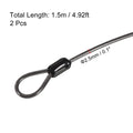 PATIKIL Security Steel Cable 2.5mm x 1.5m Black Double Loop 2 Pack by Deal US
