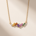 IGI Certified 0.71 Ct Multi Color Unheated Sapphire and Diamond 14K Yellow Gold Baguette Necklace by Fine Color Jewels