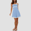 Shy Velvet Summer Mini Linen Dress with RIC Rac Trim White Size L by Deal US