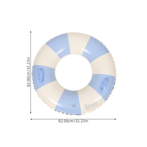 Garneck Inflatable Swimming Ring 32.3'' Retro Striped Blue PVC Adult Float by Deal US