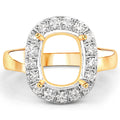 0.51 Carat Genuine White Diamond 14K Yellow Gold Semi Mount Ring - holds 10x8mm Cushion Gemstone by Bids.com